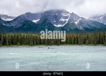 Hazy mountains somewhere in Jasper Stock Photo