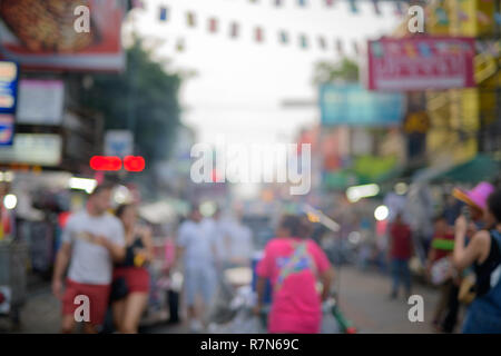 Locals and foreigner backpackers in the busy street of Khao San in Bangkok, Thailand Stock Photo