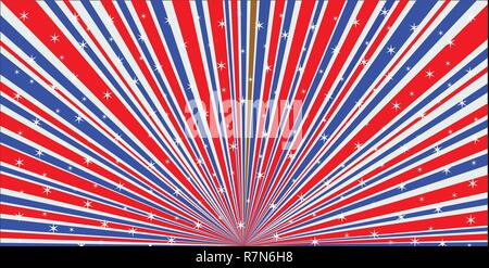 Abstract and retro grunge red white and blue backround design element with stars Stock Vector