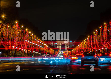 The Christmas lights of Champs Elysee, Paris, France Stock Photo