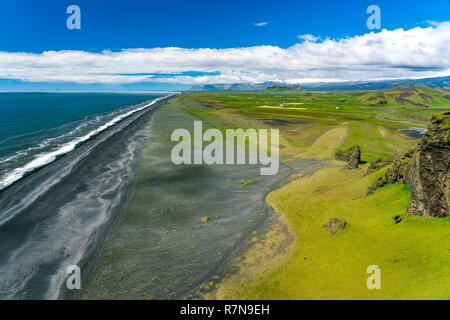 Volcanic black sand beach in Iceland Stock Photo
