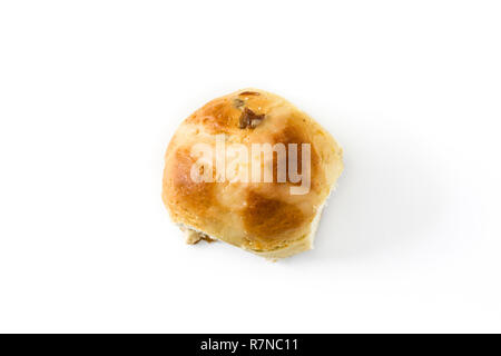 Traditional Easter hot cross buns isolated on white background Stock Photo