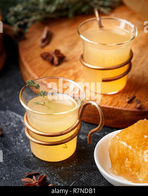 Sbiten. Hot honey drink with herbes and spices. Russian tradition. Stock Photo