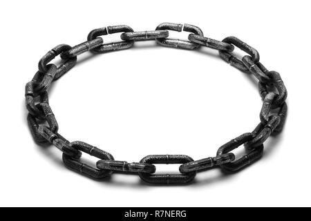 Black Plasitc Chain Circle Isolated on a White Background. Stock Photo