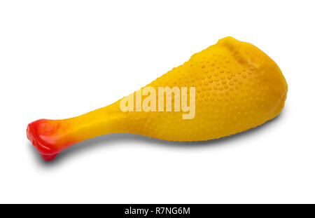 Toy Rubber Chicken Leg Isolated on White Background. Stock Photo