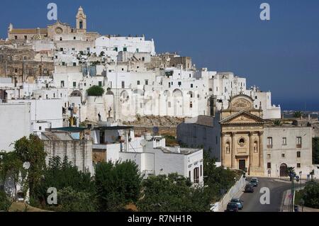 Italy, Puglia, Ostuni, White village of Ostuni with his Baroque churches Stock Photo