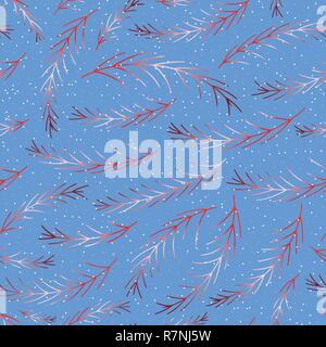 Christmas tree branches seamless pattern. Hand drawn pine decoration vector background. Winter Xmas holidays texture for surface design, textile, wrap Stock Vector