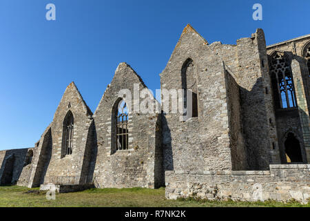 Facade of the Saint-Mathieu abbey of Fine-Terre in Plougonvelin (Finistere, France) Stock Photo