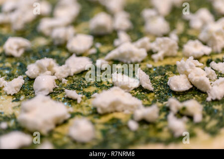 Pesto and cheese pizza Stock Photo