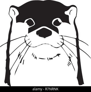 Otter head vector illustration Stock Vector