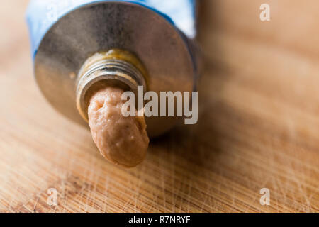Tube of Creamed Tuna Paste Cream / Fish Pate. Seafood. Stock Photo