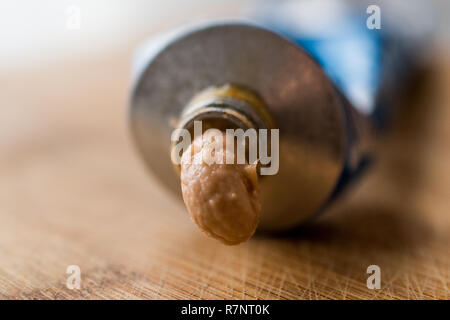 Tube of Creamed Tuna Paste Cream / Fish Pate. Seafood. Stock Photo