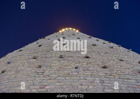 Walls of Ark Fortress of Bukhara, Uzbekistan. View from bottom. Night photo shoot Stock Photo