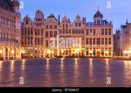 Grand Place Square at night in Brussels, Belgium Stock Photo