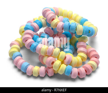 Pile of Candy Bracelets Isolated on a White Background. Stock Photo