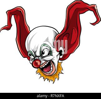 vector illustration of face evil killer clown Stock Vector