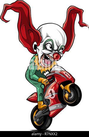 vector illustration joker Biker Motorcycle Rider racing Stock Vector