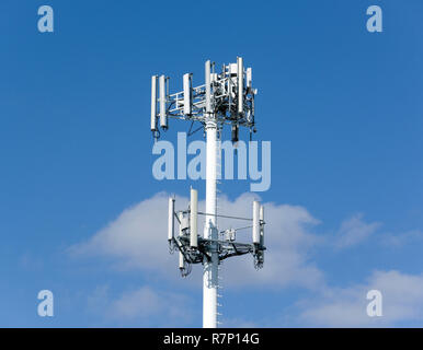 Cell phone antennas on tower. Stock Photo