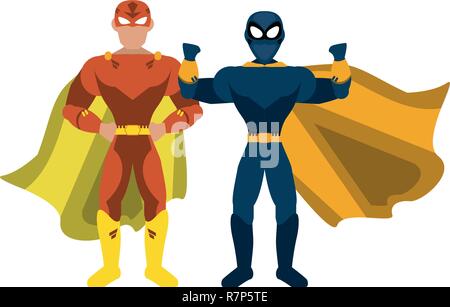 Superhero couple characters Stock Vector