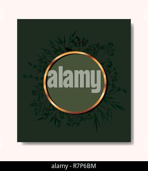circular golden frame and leafs wreath Stock Vector Image & Art - Alamy