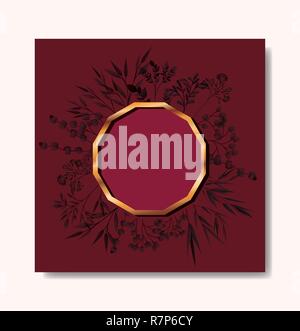 circular golden frame and leafs wreath Stock Vector Image & Art - Alamy