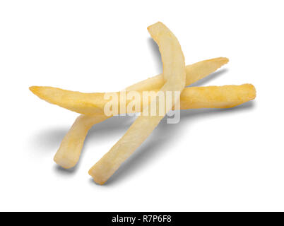 Small Group of French Fries Isolated on White Background. Stock Photo