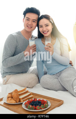 Young couples to have breakfast Stock Photo