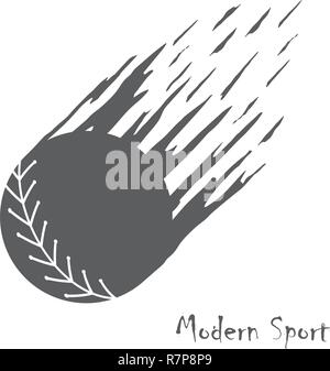 Creative vector image with silhouette of softball in motion. Stock Vector