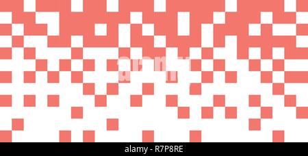 Abstract vector backdrop with white pixels on living coral color. Stock Vector