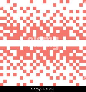 Abstract vector backdrop with white pixels on living coral color. Stock Vector