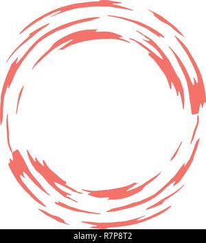 Abstract shape of a paint brush in circle with room for your text and in Living Coral color. Stock Vector