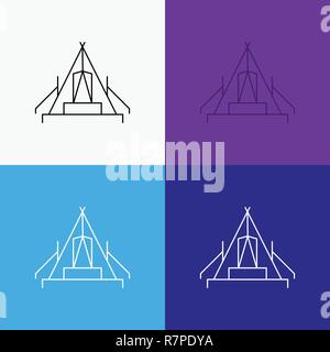 tent, camping, camp, campsite, outdoor Icon Over Various Background. Line style design, designed for web and app. Eps 10 vector illustration Stock Vector