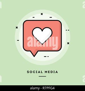 Social media, flat design thin line banner. Stock Vector