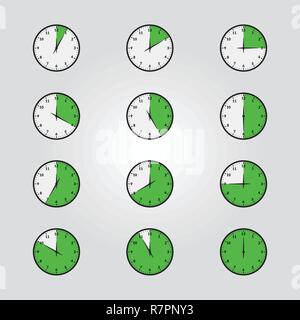 Vector Set of timers or chronometers web and mobile icons Stock Vector