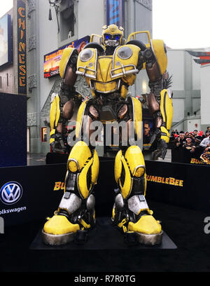 Transformer on the carpet at the premiere of Paramount Pictures' 'Bumblebee' at the TCL Chinese Theatre on December 9, 2018 in Hollywood, California. Stock Photo