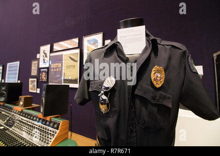 London UK. 11th December 2018. George Michael: An LAPD costume worn in the Video 'Outside' 1998. Estimate £10,000 included in the  Entertainment memorabilia sale at Bonhams New Bond Street Credit: amer ghazzal/Alamy Live News Stock Photo