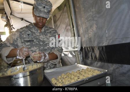 U.S. Army Reserve Spc. Christen Chambers a food operations