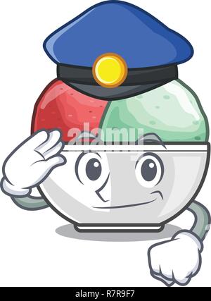 Police sorbet ice cream in cup cartoon Stock Vector