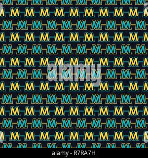 Alphabet letter M vector seamless pattern Stock Vector