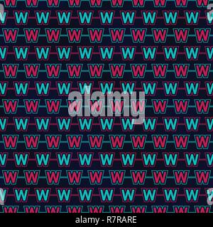 Alphabet letter W vector seamless pattern Stock Vector