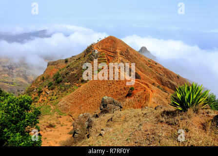 Lonely houses in the mountains of Santo Antão, Cape Verde, Cabo Verde, Africa. Stock Photo