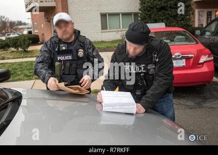ICE’s Enforcement and Removal Operations officers conducted a targeted immigration enforcement operation in Virginia and Washington, D.C. from March 26 to 30. The operation netted 82 arrests, 68 of those individuals were convicted criminal aliens. Stock Photo