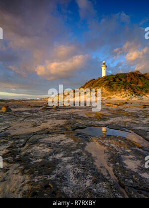 Summer morning golden light on Norah Head Light House, Central Coast, NSW, Australia Stock Photo