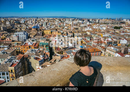 View of the city from Miguelete, Bell Tower of Santa Maria de Valencia. Cathedral. Valencia. Comunidad Valenciana. Spain Stock Photo