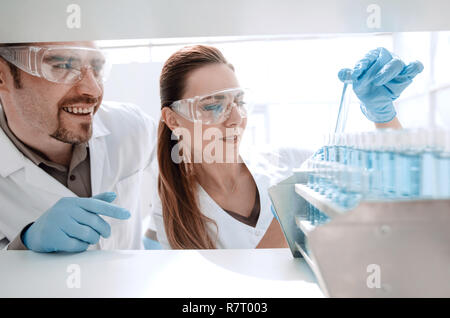 two scientists doing tests in the laboratory. Stock Photo