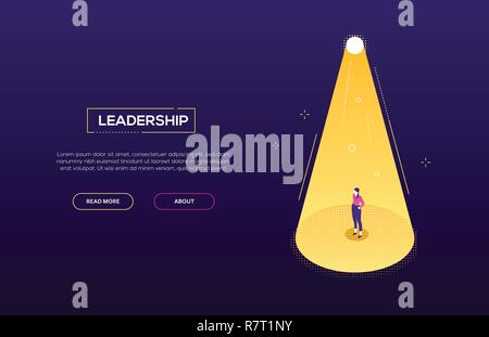 Leadership concept - modern isometric vector web banner Stock Vector