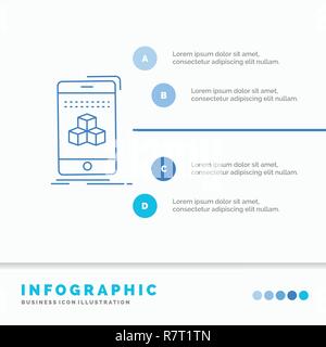 box, 3d, cube, smartphone, product Infographics Template for Website and Presentation. Line Blue icon infographic style vector illustration Stock Vector