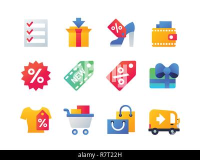 Shopping - set of flat design style icons Stock Vector