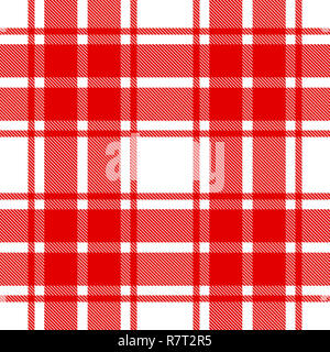 Seamless plaid, tartan, check pattern red and white. Design for wallpaper, fabric, textile, wrapping. Simple background Stock Photo
