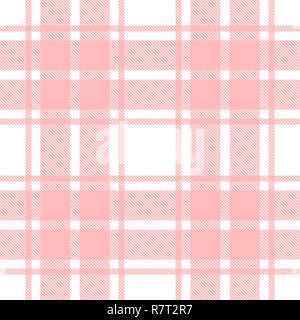 Seamless plaid, tartan, check pattern pink and white. Design for wallpaper, fabric, textile, wrapping. Simple background Stock Photo